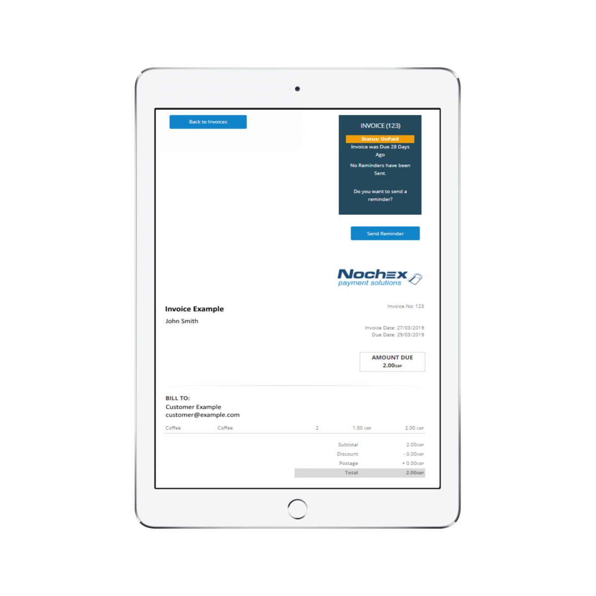 taking invoice payments online with nochex